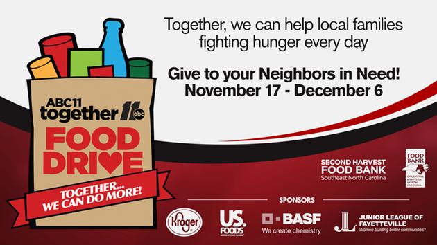 ABC11 Together Food Drive at the ABC11/LeithAuto.com Raleigh Christmas Parade presented by Shop Local Raleigh 1 ABC-11 Food Drive