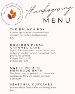Thanksgiving Catering & Specials in Raleigh 6 The Cupcake Shoppe Thanksgiving Menu