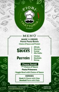 Fiori Trattoria 2 menu