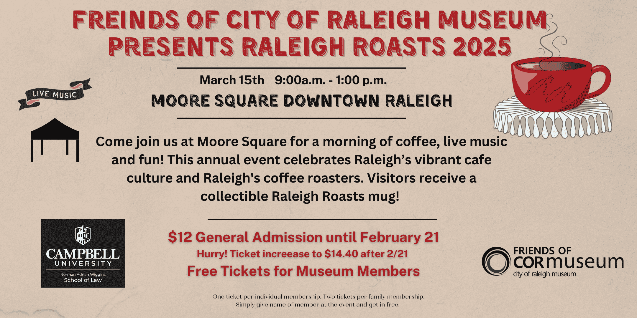 February's Tech Tuesday - New Laws That Might Impact Your Business 14 Friends of the City of Raleigh Museum Raleigh Roasts